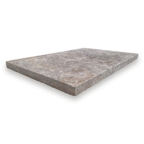 Travertine Silver Grey Ash Tumbled Paver 406x610x30mm