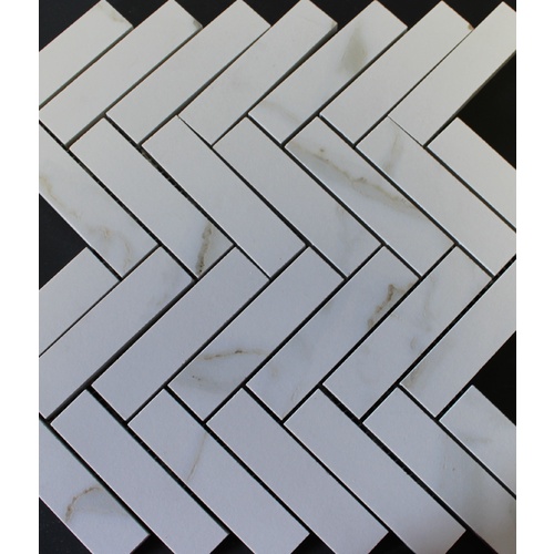 Herringbone Calacatta Gold Porcelain Mosaic