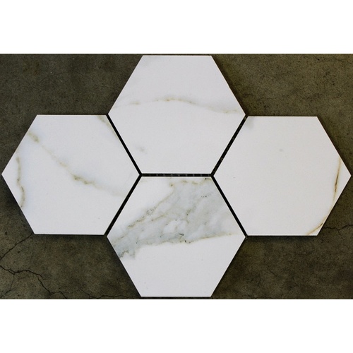 Calcutta Gold Polished Look Porcelain Hexagon Tile - EE1786