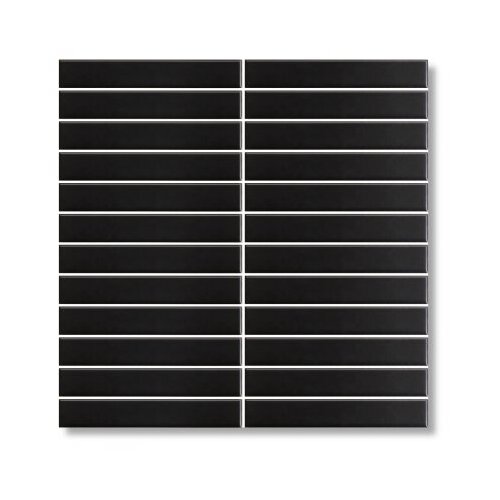 Kit-Kat Mosaic Black Gloss Porcelain Mosaic 20x145mm