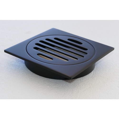 Low Profile, Matte Black Drain: 110x110x20mm