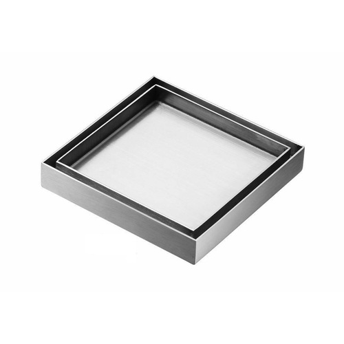 Tile Insert Drain: 120x120mm Stainless Steel with 90mm outlet