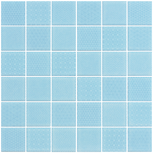 Porcelain Mosaic 'Embossed' 47x47mm - Aqua
