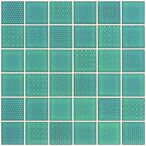 Porcelain Mosaic 'Embossed' 47x47mm - Emerald