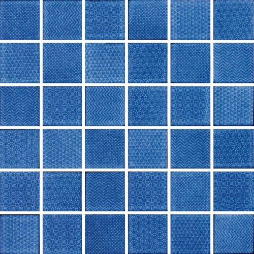 Porcelain Mosaic 'Embossed' 47x47mm - Cobalt