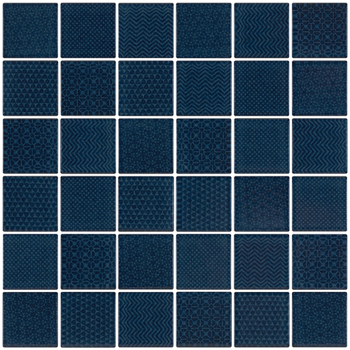 Porcelain Mosaic 'Embossed' 47x47mm - Azure
