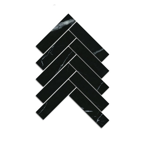 Nero Marquina Honed Artemis Herringbone 35x150MM