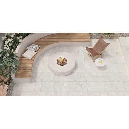 Travertino Bianco French Pattern Porcelain Tile