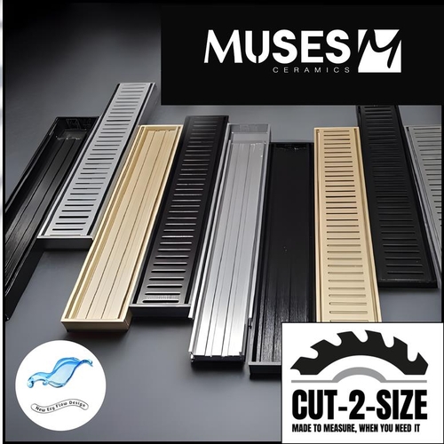 Ezy Flow - Tile Insert Grate - Cut To Size - Brushed Black- Any Size - Per 1000mm